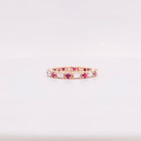 0.5ct Round Cut Simulated Pink Ruby Eternity Wedding Band 14k Yellow Gold Plated