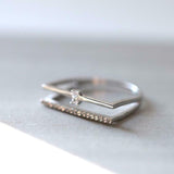 0.2ct Baguette Cut Morganite Petite Dual Bar Design Ring 14k White Gold Finish