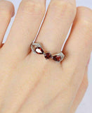 2.2ct Round Cut Red Garnet Engagement Ring 14k White Gold Finish Unique Trilogy