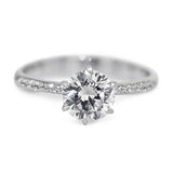 2.5Ct Round Cut Diamond Accented Minimalist Solitaire Ring 14K White Gold Finish