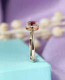 1.7ct Round Cut Pink Ruby Engagement Ring Halo Diamond 14k Yellow Gold Finish