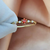 0.5ct Round Cut Simulated Red Garnet Minimalist Ring 14k Yellow Gold Plated