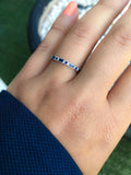 2ct Baguette Round Blue Sapphire Half Eternity Wedding Band 14k White Gold Over