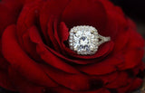 2.3ct Cushion Cut Diamond Split Shank Halo Engagement Ring 14k White Gold Finish