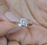 0.5ct Round Cut Moissanite Solitaire Women Engagement Ring 14k White Gold Plated