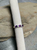 2.5ct Wedding Band Oval Purple Amethyst Stylish Three Stone 14k White Gold Over