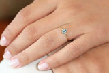 0.4ct Engagement Ring Baguette Cut Aquamarine Minimalist 14k Yellow Gold Finish