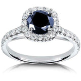 3Ct Round Cut Blue Sapphire Engagement Ring 14K White Gold Finish Diamond Halo