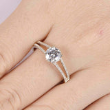 2ct Round Cut Diamond Accents Split Shank Engagement Ring 14k Yellow Gold Finish