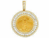 3ct Round Cut Diamond American Eagle Liberty Frame Pendant 14k Yellow Gold Over