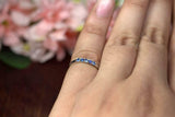 0.3ct Wedding Ring Band Round Cut Blue Sapphire Minimalist 14k White Gold Finish
