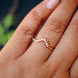 0.15ct Round Cut Moissanite Curved Solitaire Engagement Ring 14K RoseGold Plated