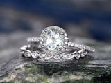3Ct Round Diamond Bridal Set Engagement Ring Vintage Band 18K White Gold Finish
