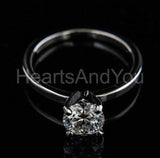 0.5ct Round Cut Moissanite Solitaire Prong Engagement Ring 14K White Gold Plated
