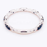 0.5ct Round Cut Simulated Blue Sapphire Minimalist Band 14k White Gold Plated