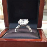 4Ct Round Cut Diamond Solitaire with Accent Engagement Ring 14K White Gold Finis