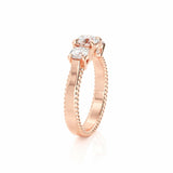 2Ct Round Cut DVVS1 Diamond Three Stone Engagement Ring 14K Rose Gold Finish
