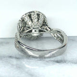 3ct Round Cut Diamond Engagement Ring Twist Shank Dual Halo 14k WhiteGold Finish