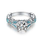 2ct Round Cut VVS1 Diamond Leaf Solitaire Engagement Ring 14k White Gold Finish