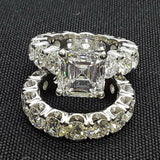 6Ct Asscher Cut Diamond Bridal Set Eternity Engagement Ring 14K White Gold Over