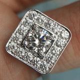 2.6ct Round Cut Diamond Engagement Ring Halo Solitaire 14k White Gold Finish