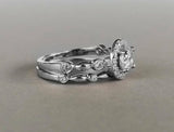 Bridal Set Engagement Ring 2ct Round Brilliant Cut Diamond 14k White Gold Finish