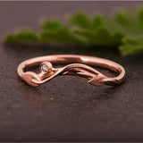 Floral Leaf Twig Engagement Ring 0.12ct Round Cut Diamond 14k Rose Gold Finish