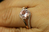 1.2ct Round Cut Peach Morganite Engagement Ring 14k Rose Gold Finish Split Shank