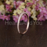 0.25ct Round Cut Moissanite Minimalist Women Wedding Band 14k White Gold Plated