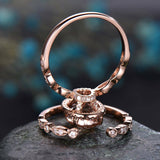 2ct Oval Cut Peach Morganite Engagement Ring 14k RoseGold Finish Halo Bridal Set