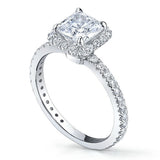 1.6ct Cushion Cut Diamond Engagement Ring Round Accent Halo 14k White Gold Over