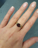 1ct Engagement Ring Oval Cut Red Garnet Vintage Solitaire 14k Yellow Gold Finish