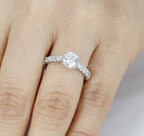 2.2ct Oval Simulated Diamond Pave Accents Engagement Ring 14k White Gold Plated