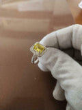 2ct Engagement Ring Emerald Cut Yellow Sapphire Diamond Halo 14k White Gold Over