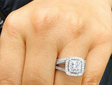 Double Halo Bridal Set Engagement Ring 2.3ct Round Diamond 14k White Gold Finish
