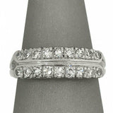 1.5ct Round Cut Diamond Two Row Split Shank Wedding Band 14K White Gold Finish