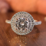2.2ct Round Cut Moissanite Dual Halo Women Engagement Ring 14k White Gold Plated