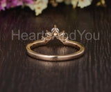 0.5ct Round Simulated Diamond Chevron Curved Pearl Wed Band 14k Rose Gold Plated