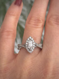 1.9ct Marquise Cut Diamond Split Band Halo Engagement Ring 14k White Gold Finish