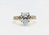1.7ct Engagement Ring Pear Cut Diamond Accents Solitaire 14k Yellow Gold Finish