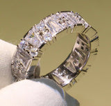 4ct Round & Baguette Cut Diamond Wedding Ring Band 14k WhiteGold Finish Eternity