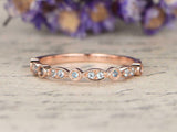 0.3ct Round Cut Blue Aquamarine Wedding Band Half Eternity 14k Rose Gold Finish