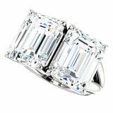6Ct Emerald Cut Diamond Two Stone Solitaire Engagement Ring 14K White Gold Over