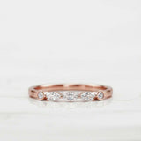 Dainty Stackable Wedding Band 0.75ct Marquise Cut Diamond 14k Rose Gold Finish