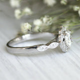 2Ct Round Cut DVVS1 Diamond Vintage Halo Engagement Ring 14K White Gold Finish