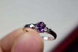 0.4ct Engagement Ring Oval Cut Purple Amethyst Solitaire 14k White Gold Finish