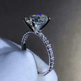 2.2ct Engagement Ring Oval Cut Diamond Solitaire with Accent 14k White Gold Over