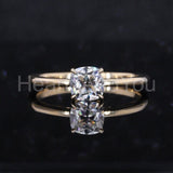 0.2ct Cushion Simulated Diamond Hidden Halo Solitaire Ring 14k YellowGold Plated