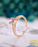 1ct Round Cut Simulated Morganite Milgrain Engagement Ring 14k Rose Gold Plated