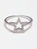 3Ct Round Cut Diamond Star Shaped Engagement Ring 14K White Gold Finish